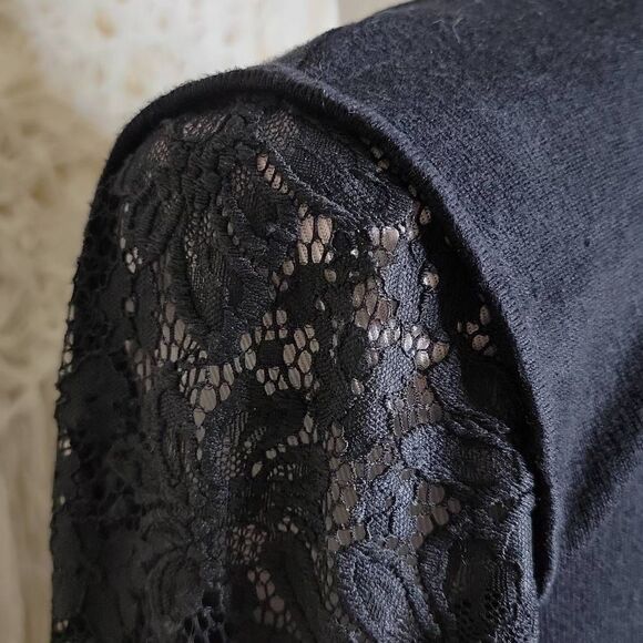 Calvin Klein Long Sleeve Lace Zipper Midi Dress Black Medium - Picture 4 of 11